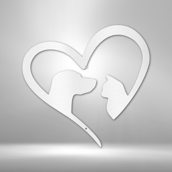 Pet Love Cat Dog Steel Sign Laser Cut Powder Coated Home & Office Metal Wall Dec